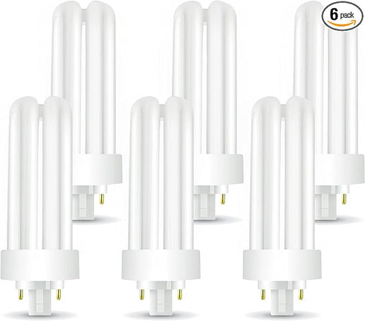 Circle (6 Pack PLT-26W 827, 4 Pin GX24q-3, 26 Watt Triple Tube, Compact Fluorescent Light Bulb. 2700K Warm White, 6 Count.