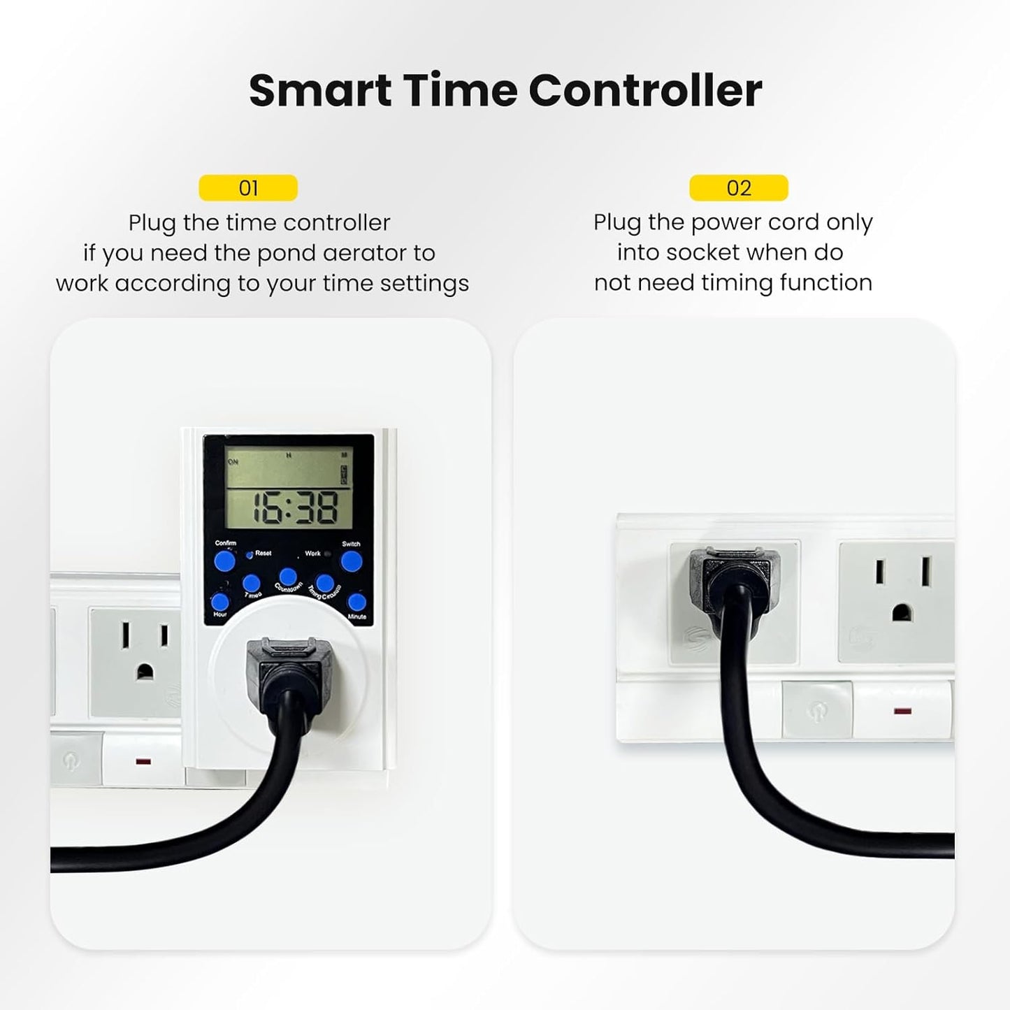 Pond Aerator, 5.2 CFM for Pond and Lakes Up to 3 Acres, 3/4 HP Compressor with Timer, Aeration Pumps for Deep Water Oxygen Circulation