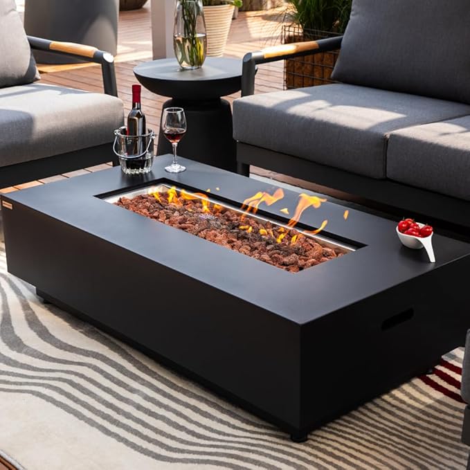 Westwood 50” Propane Fire Pit Smokeless Firepit Outdoor Gas Fire Pit for Outside Patio Firepit Table Includes Rain Cover Converter Kit Lava Rocks Lid CSA Certified