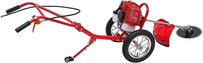 Gasoline Lawn Mower, 49CC 2-Stroke Gasoline Mower Grass Trimmer 6500-7000 RPM Portable Multifunction Gas Brush Cutter String Trimmer for Mountains Lains Orchards & Vegetable Fields