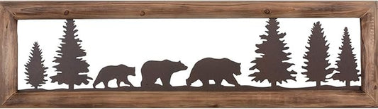 BLACK FOREST DECOR Bear Family Metal & Wood Wall Art