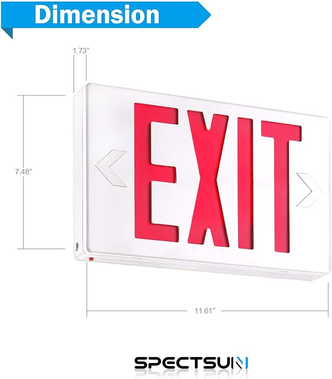 SPECTSUN White Exit Light, LED Exit Lamp, Red Letter (2 PACK-2)