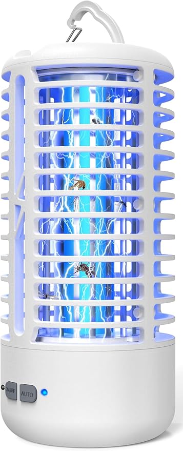 Rechargeable Bug Zapper, Portable Electric Mosquito Killer for Indoor & Outdoor, Fly Trap for Camping, Patio, Garden, Kitchen, and Porch(2 Pack, White)