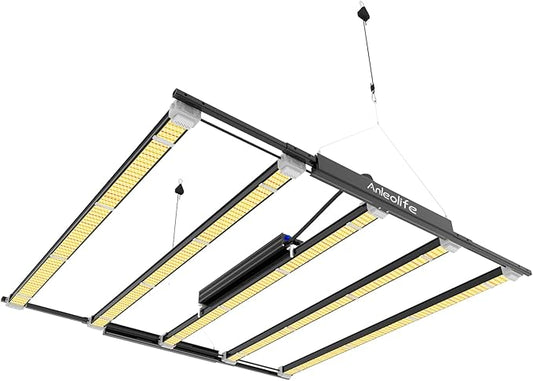 A ANLEOLIFE Stretchable LED Grow Lights with Samsung LM301H EVO Diodes 730W Full Spectrum Dimmable Daisy Chain 5x5ft Coverage Bar Style Commercial Growing Lamp for Greenhouses Plants