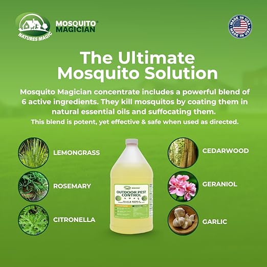 Mosquito Magician Liquid Concentrate, Kills Mosquitoes, Fleas & Fire Ants Yard Spray Treatment, Pet Safe, Use with Sprayers, Foggers & Misting Systems, Outdoor Mosquito Repellent, 1 Gallon - Original