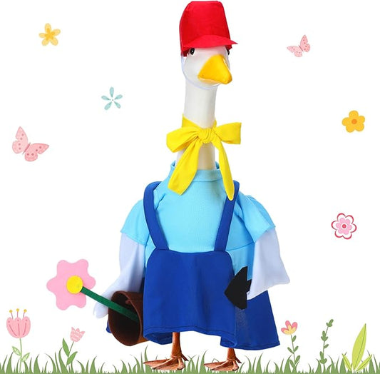 Outus Gardener Goose Outfits Funny Porch Goose Outfit 23 Inch Holiday Lawn Geese Cloth for Summer Spring Garden Yard Lawn Outdoor Decoration