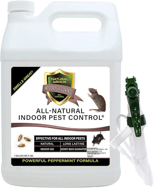 Peppermint Repellent for Indoor Pest Control - All Natural & Safe Spray for Outdoor Use. Natural Armor Indoor Pest Control. 128 Oz Gallon, Ready to Use with Heavy-Duty Trigger Sprayer