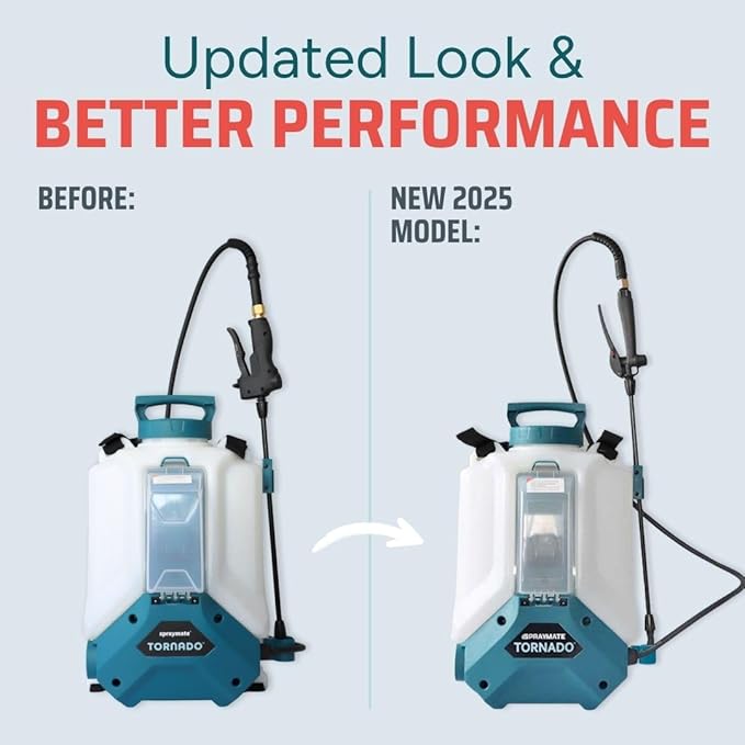 Tornado 4-Gallon Battery Powered Backpack Sprayer (2025 Model) – Lawn & Garden Sprayer, Compatible with FlowZone, DeWalt, Milwaukee, Makita & Bosch Batteries TOOL ONLY (Battery Not Included)