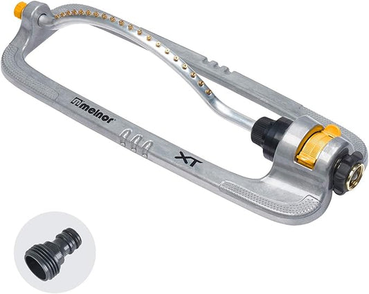 Melnor 65118-AMZ XT Metal Turbo Oscillating Sprinkler with QuickConnect Product Adapter Amazon Bundle, 4000 sq. ft. Coverage