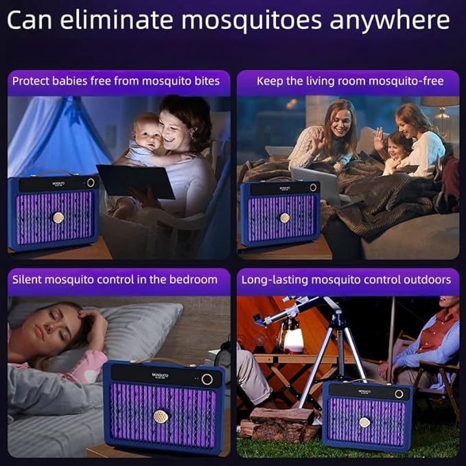 Portable Mosquito Killer Lamp with 4000mAh Rechargeable Battery, Indoor and Outdoor Use, Silent Bug Zapper, Cordless Electric Mosquito Trap for Camping, Home, and Travel (Pearl White)