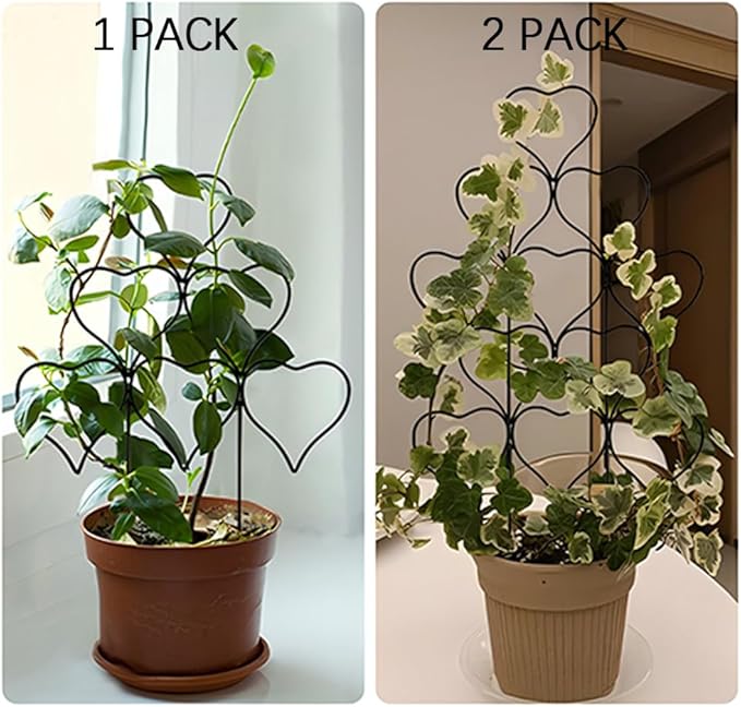 Indoor Plant Trellis for Climbing Plants, Stackable Garden Trellis for Potted Plants, Small House Plant Trellis for Vine Ivy Flower Plant Support Outdoor DIY Metal Trellis 3 Pack, Black