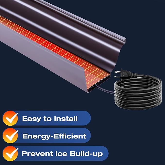 H&G lifestyles 24ft Gutter Heater for Roof,Prevent Ice Dams for Roofs and Gutters, Aluminum Panels with Self-Regulating Heating Cable, Freeze Protection for Gutter Valley, Easy to Install,12pcs