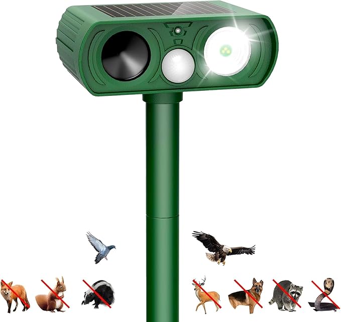 Animal Deterrent Devices Outdoor, Solar Animal Repeller with Motion Sensor Animal Repeller to Repel Cat, Deer, Squirrel, Rabbit, Dog, Skunk (Green - 1 Pack)