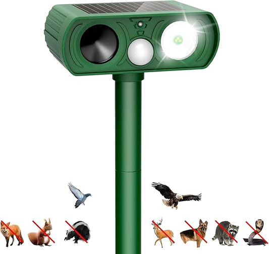 Animal Deterrent Devices Outdoor, Solar Animal Repeller with Motion Sensor Animal Repeller to Repel Cat, Deer, Squirrel, Rabbit, Dog, Skunk (Green - 1 Pack)