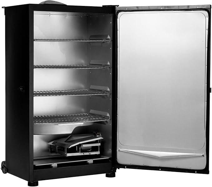 Masterbuilt® 40-inch Digital Electric Vertical BBQ Smoker with Side Wood Chip Loader, Chrome Smoking Racks and 970 Cooking Square Inches in Black, Model MB20072918