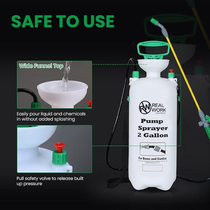 REALWORK 2-Gallon Handheld Tank Sprayer with Easy-Carry Shoulder Strap for Lawn, Garden, Yard, in Translucent White