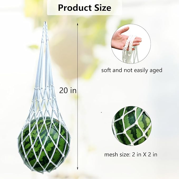 Belit Melon Hammock Cradle 5-Pack net Bags to Prevent Falling, Perfect for Growing Cantaloupe Pumpkin Watermelon in Vertical Garden White