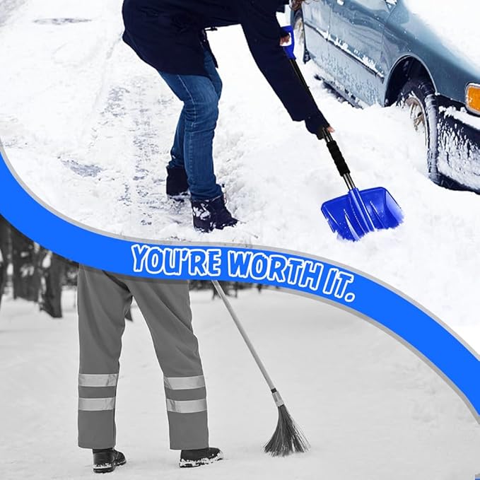 Snow Square Shovel, Shovels for Digging with D-Handle, Overall 41-Inch Long Garden Shovel for Car, Garden Tools, Blue