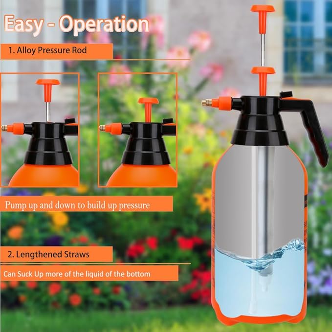 3L Garden Sprayer, Handheld Pump Weed Sprayer 0.8Gallon Hand Pressure Sprayer (3L-2PCS-Orange)