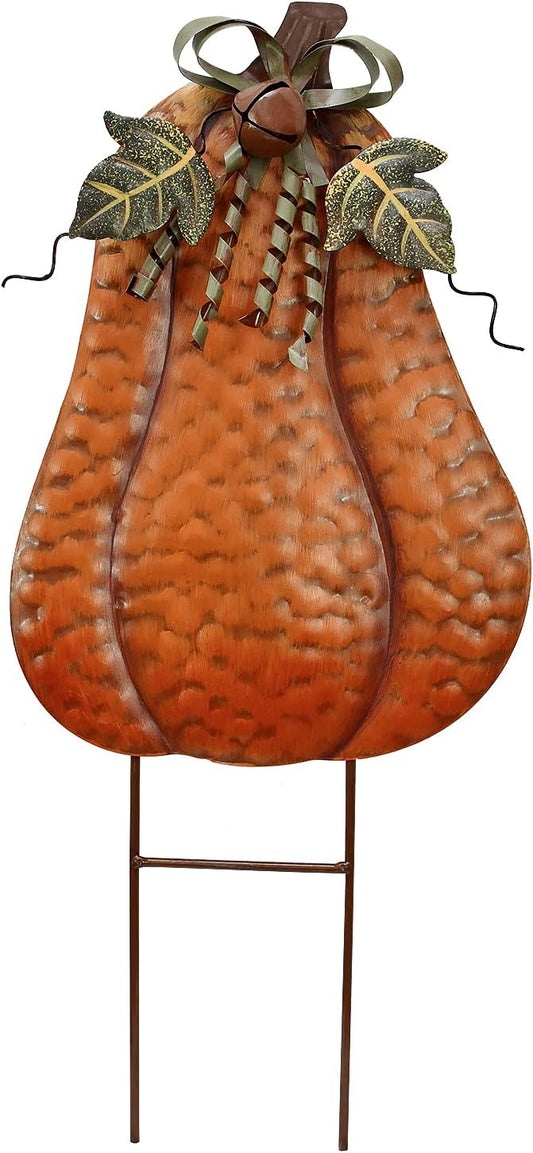 Metal Pumpkin Garden Stakes - Autumn Decorative Yard Signs - Indoor Outdoor Plant Flower Stake Fall Lawn Ornaments Pumpkin Decoration for Harvest Halloween (20")