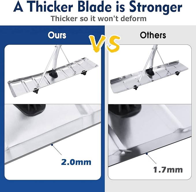 CHANGE MOORE Scratch Free Snow Roof Rake with Wheels for Snow Removal, 4.78’-19.88’ Extendable Aluminum Snow Rake for House Roof, Time-Saving Lightweight Roof Snow Removal Tool with 25" Blade