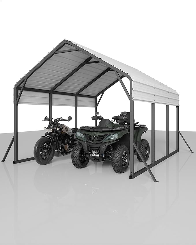 13'x16'x11' Metal Carport, Steel Heavy Duty Car Ports for All-Weather, for Cars, Motorcycles, ATV, or Boats, N.W. 500 Lbs