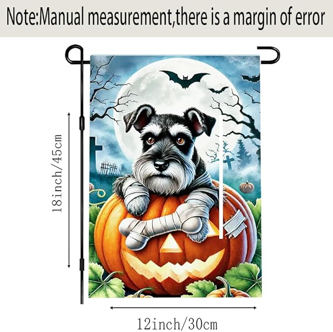 Winter Halloween Witch Dog Garden Flag 12x18 Inch Double Sided Polyester Yard Flag