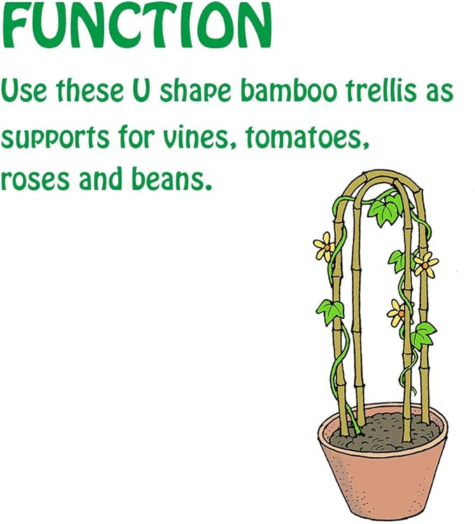 3 Feet Natural U-Hoops Bamboo, Mininfa Garden Trellis, Bamboo Trellis U-Shape for Plant Support - 3 Pack