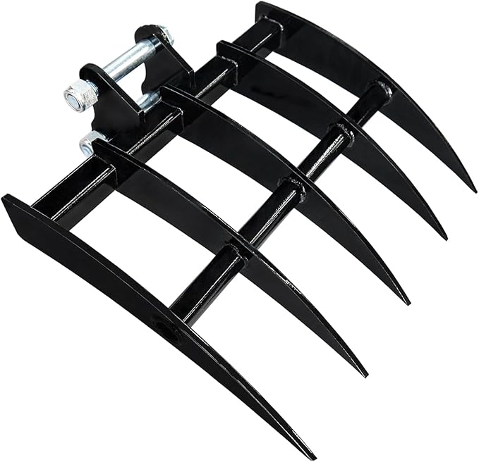 MMS Mini Excavator Rake Attachments, Wide Backhoe Rake Excavator Accessories, Suitable for 0.8-1.8 Tons Small Excavators Attachment, Use for Land Clearing, Debris Removing, Soil Spreading