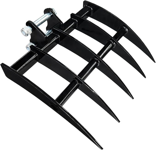 MMS Mini Excavator Rake Attachments, Wide Backhoe Rake Excavator Accessories, Suitable for 0.8-1.8 Tons Small Excavators Attachment, Use for Land Clearing, Debris Removing, Soil Spreading