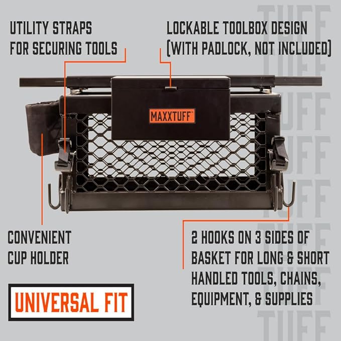 Heavy-Duty ROPSRIDER XHD Tractor Basket, Fits Most Tractor and Zero Turn Mower ROPS Bars, Model MTF100