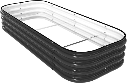 DaisyVibe Raised Garden Bed Kit, Planter Raised Garden Boxes Outdoor, Oval Large Metal Raised Garden Beds for Vegetables Flowers (Grey, 5ftx2ftx1ft)
