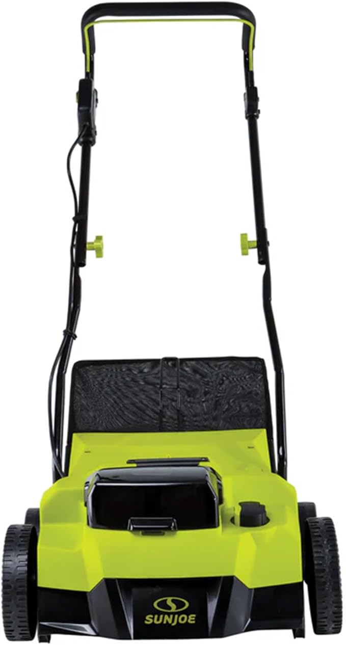 Sun Joe 24V-X2-DTS15 Scarifier and Dethatcher Kit, 5-Depth Positions, 15-inch, Brushless Motor, w/ 2 x 24-V 4.0-Ah Batteries and Dual Port Charger
