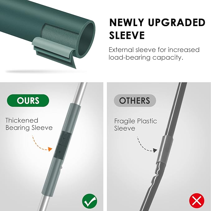 ORIENTOOLS Garden Leaf Rake, Garden Rakes for Lawns Leaves with 65.7" Foldable Handle Rake, 26 Strong Tines Plastic Head Shrub Rake, Yard Garden Rake for Lawns, Grass, Flower Beds Leaves Cleaning