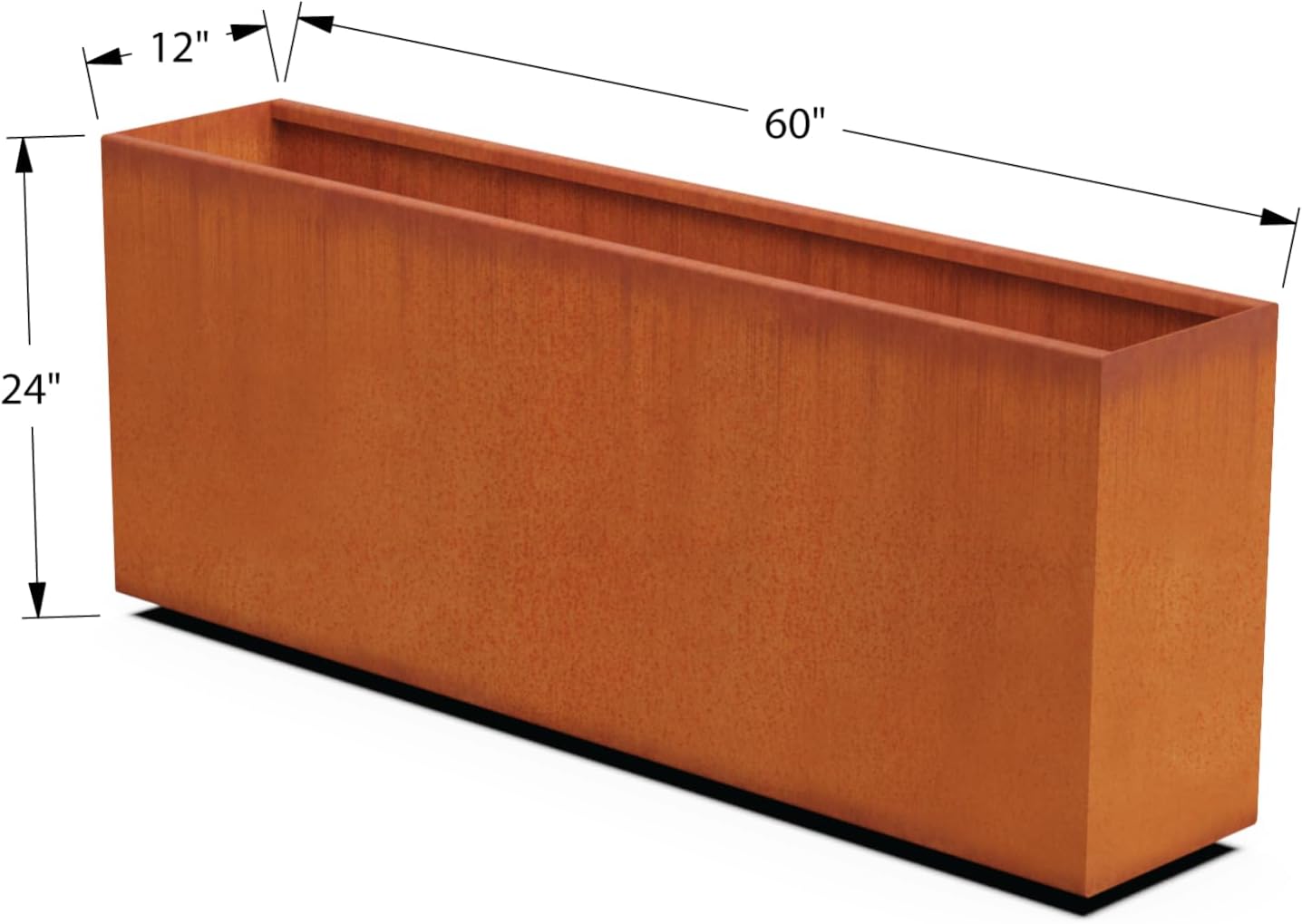 Large Rectangular Planters for Outdoor Plants 60x12x24 | Extra Large Corten Steel Planters for Patio Privacy & Garden | Large Outdoor Planter Box