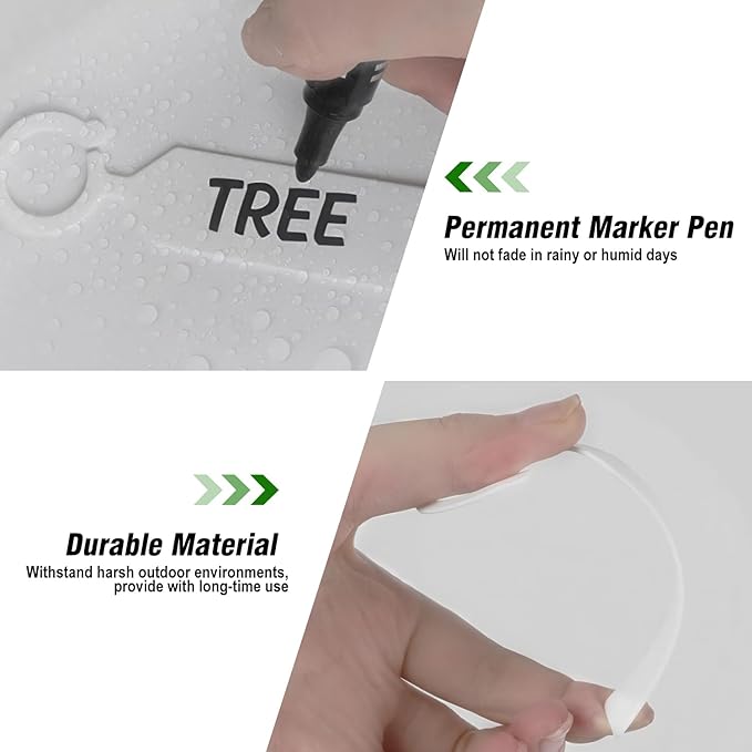 Plant Labels Yuanling 100Pcs Plastic Waterproof Plant Tree Tags Nursery Garden Markers for Indoor Outdoor Gardening Plants Vegetables Flowers Potted (White Color with 1 Marker Pen)