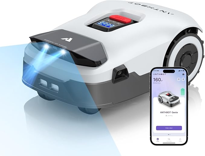 Genie600 Robot Lawn Mower - NO Wire, Full Band RTK+4-Eye Vision Robotic Lawnmower for 0.23 Acre, Auto Mapping, Multi-Zone Management, Accurate Obstacle Avoidance, Intelligent Path Planning