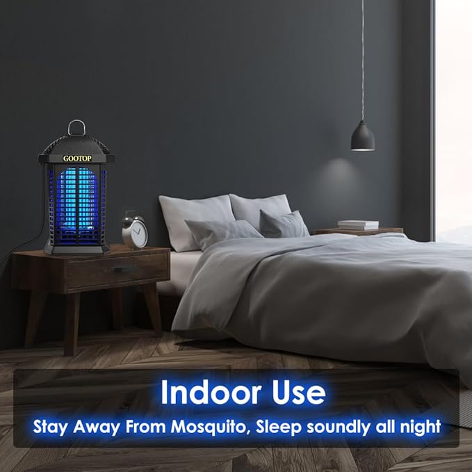 Bug Zapper Outdoor, 4200V Electric Mosquito Zapper, Bug Zapper Outdoor, Fly Traps, Fly Zapper, Mosquito Killer Indoor 3 Prong Plug, 90-130V, ABS Plastic Outer