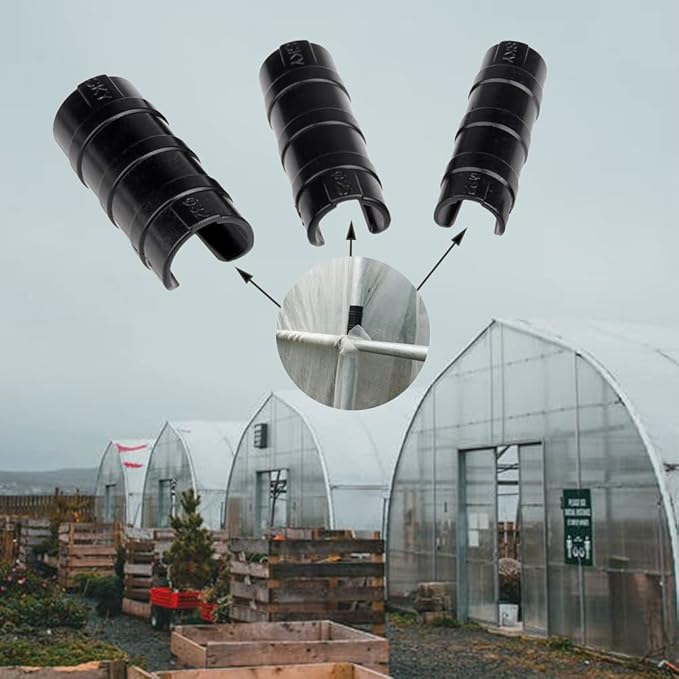 Mtsooning 32mm Greenhouse Frame Pipe Tube, 10 Pcs Plastic Garden Buildings Tube Clip, Black ABS Snap Clamp Tube Film Clip Connector for Sunshade Nets Frame Shelters Season Plant Supplies