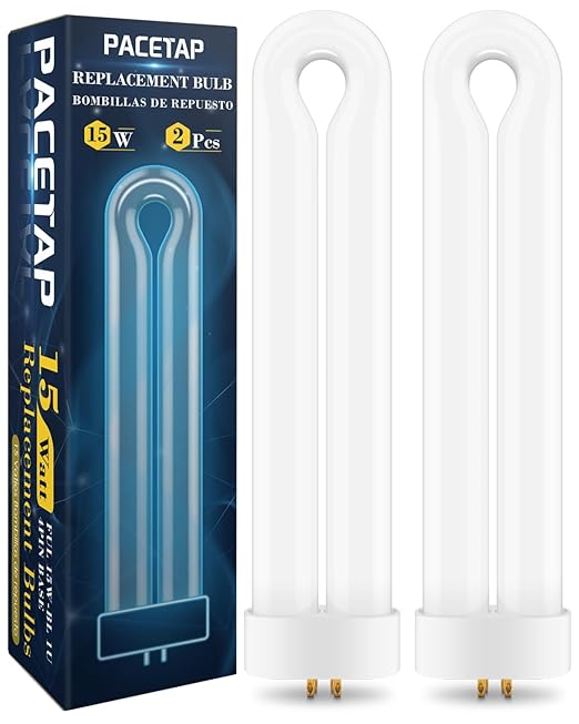 2 Pack Replacement Bulbs FUL15W BL with 4 Pin Base, U Shaped Lamp Tube Compatible for Flowtron BK-15D, for Stinger FP15, for TZ15, for BB-15WHT, Indoor Outdoor 15W U Shape Light Bulbs for T6 T8 T9