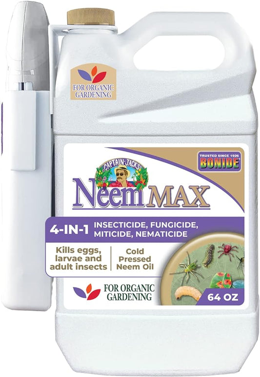 Bonide Captain Jack's 64 oz Neem Max Cold Pressed Neem Oil Spray for Indoor or Outdoor Plants & Organic Gardening