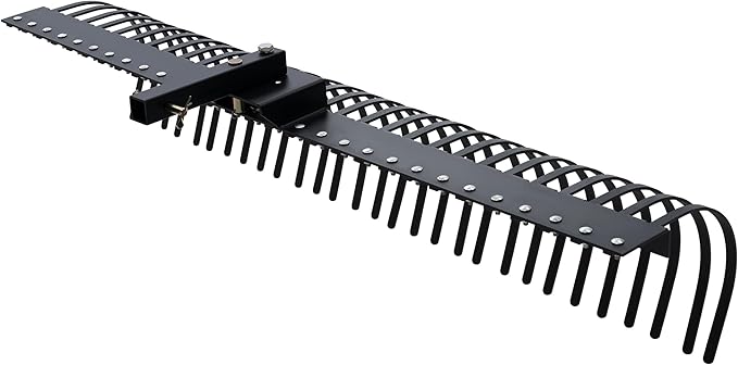 Specraft 72" Behind Landscape Rake for Tractor, Tow Dethatcher Rake with 29 Steel Coil Tines and 2" Receiver, Fit for 3-Point Suspension Systems