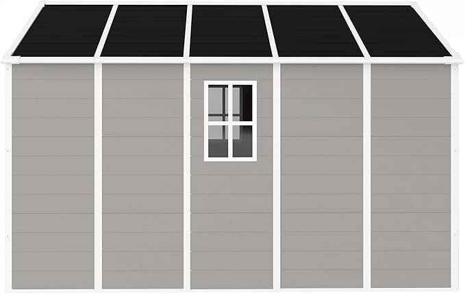 Resin Storage Shed 10x8 ft, Large Garden Shed with Floor, HD Window, Lockable Doors and Vents, 12mm Thick pp Board, Outdoor Storage Sheds for Backyard Patio (Gray, 10 * 8ft)