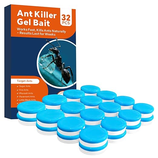 32 PCS Ant Killer Gel Bait Stations, Extra Strengthen Ant Bait Traps, Long-Lasting Effective Pest Gel for Carpenter Ants and Other Common Household Ants, No Mess Easy Use, Safe for Pets and Kids