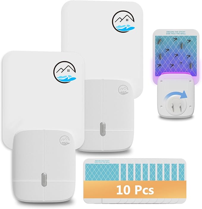 Indoor Gnat Traps, Fruit Fly Trap, Flying Insect Trap, Start Protect 400 Sq Ft, Suitable for Gnat, Moth, and Mosquito, and Can be Used in Every Corner of The Home, 2 Device + 10 Glue Cards