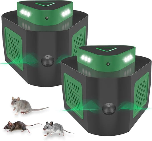 2 Packs Rodent Repellent Ultrasonic Pest Repeller Plug in for Home, 360°Mice Traps for House Indoor, Upgraded Mouse Repellent with Flashing Light for Basement Attic Garage Warehouse