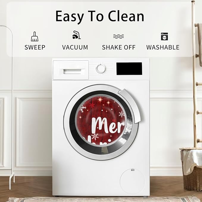 Christmas Half Round Door Mat, Merry Christmas Tree Snowflakes Semicircle Door Mats, Non Slip Area Rug Soft Doormat for Indoor Entrance Wear Resistant Welcome Mat for Garage Patio Home 24 x 36 In