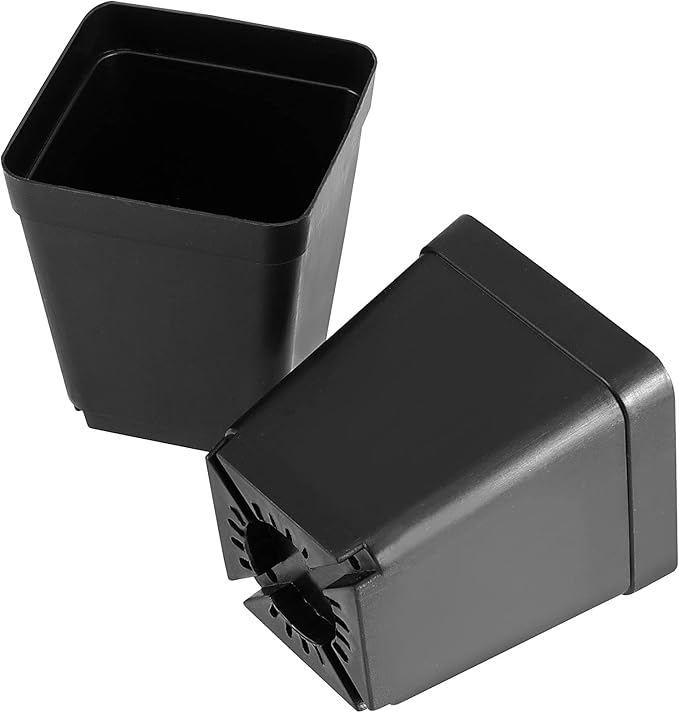 HOIGON 100 Pack 3 Inch Black Square Nursery Pot, Durable Thickened Plastic Nursery Pots with Drain Holes, Small Square Planting Containers for Flower Tomatoes Basil