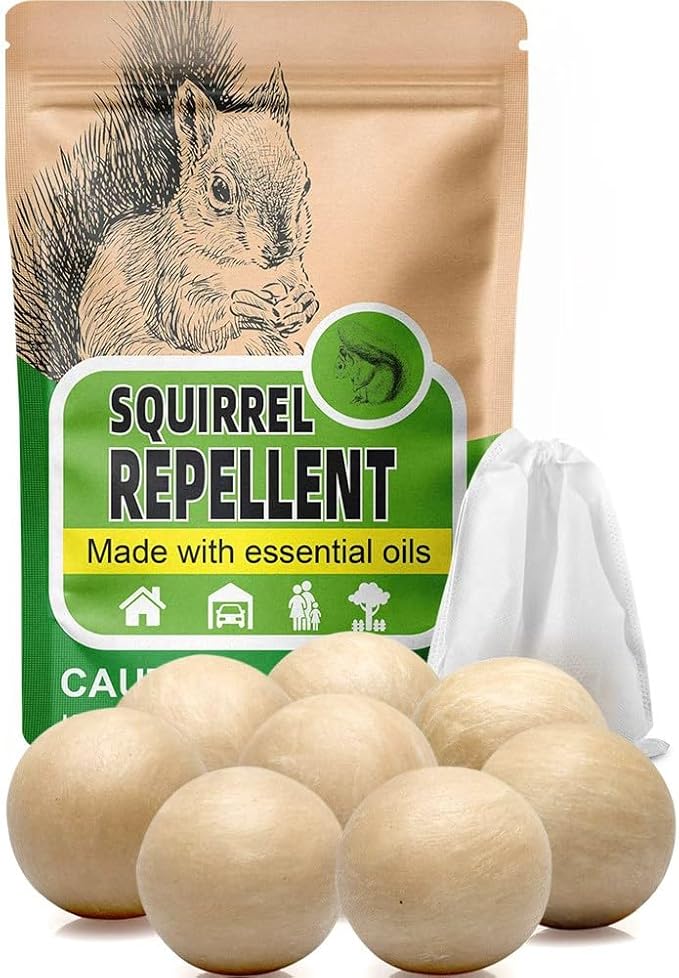 Squirrel Repellent Outdoor, Chipmunk Repellent for Attic/Garden/Bird Feeder/Yard/Car, Squirrels Deterrent, Keep Chipmunks Away, Safe Around People, Pets & Plants-8P