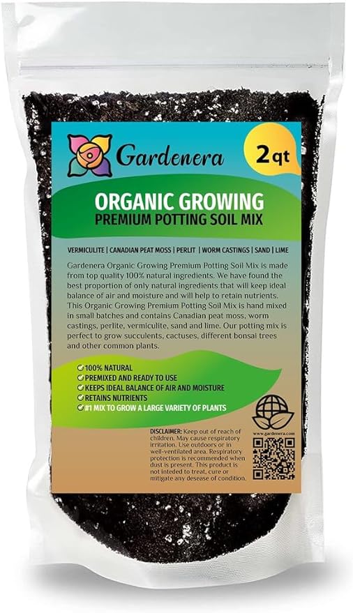 Organic Plant Growing Medium by Gardenera - Create an Environment for Optimal Plant Development - 2 QUARTS